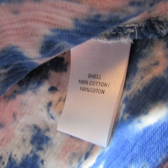 Pam & Gela Cropped Tie-Dye Slouchy Tee - Top Shirt Long Sleeve Pink and Blue - Picture 4 of 4